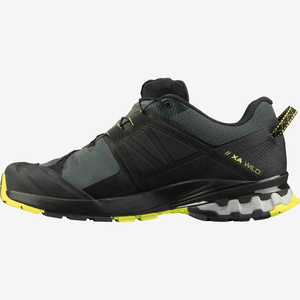 Men's Salomon XA WILD GORE-TEX Hiking Shoes Green/Black | VFGR-21958