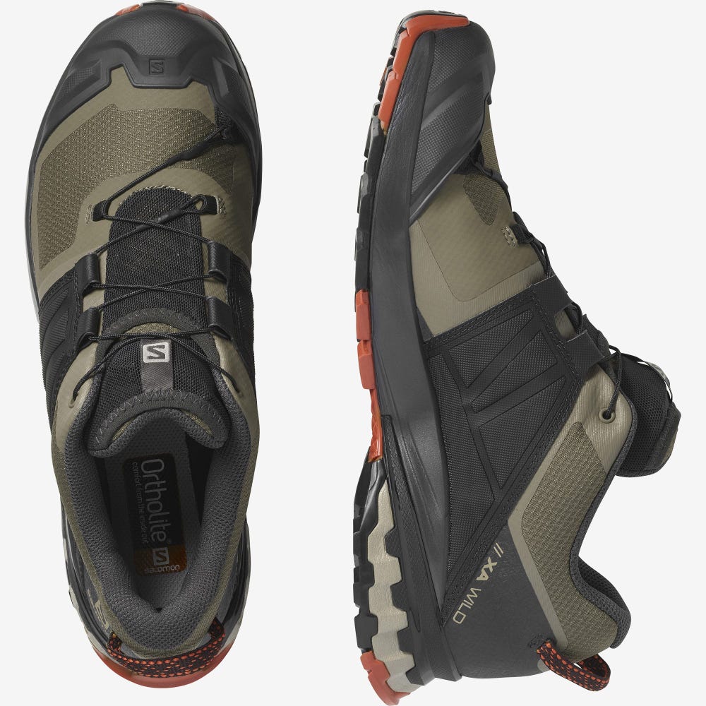 Men's Salomon XA WILD Trail Running Shoes Olive/Grey | ROUL-81536