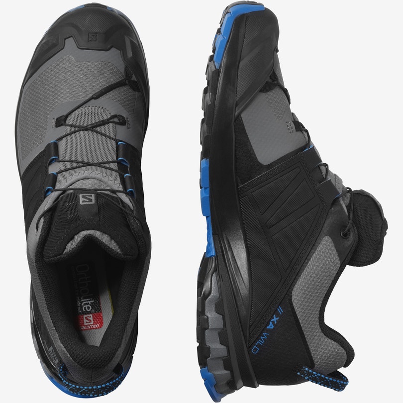 Men's Salomon XA WILD Trail Running Shoes Grey/Black/Blue | SGVX-50976
