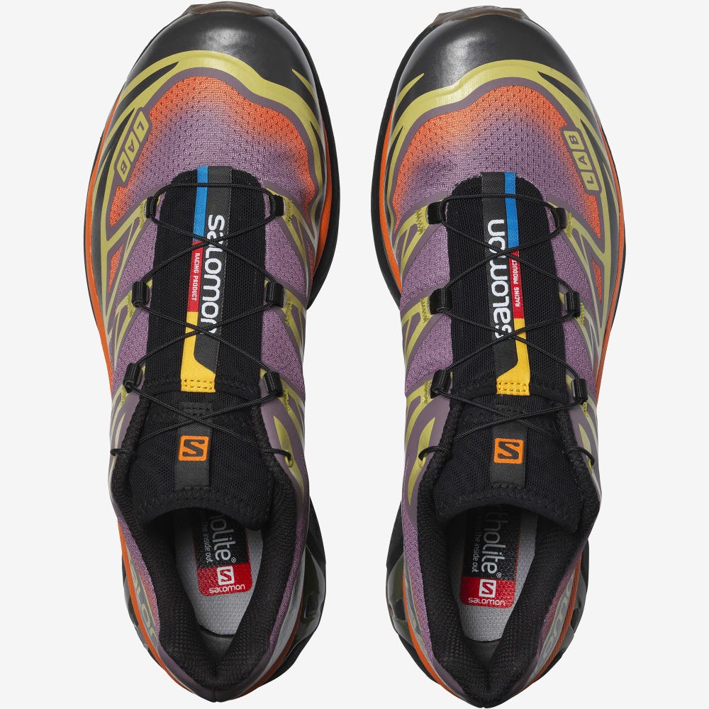 Men's Salomon XT-6 SKYLINE Sneakers Green/Orange | WCBF-17354