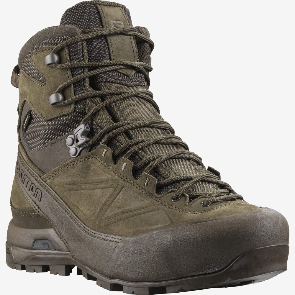 Men's Salomon X ALP GORE-TEX FORCES Tactical Boots Brown | ZTYX-93650