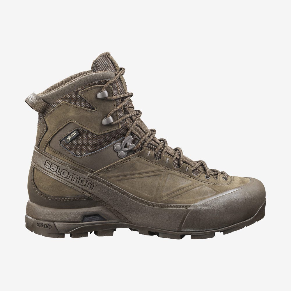 Men\'s Salomon X ALP GORE-TEX FORCES Tactical Boots Brown | ZTYX-93650