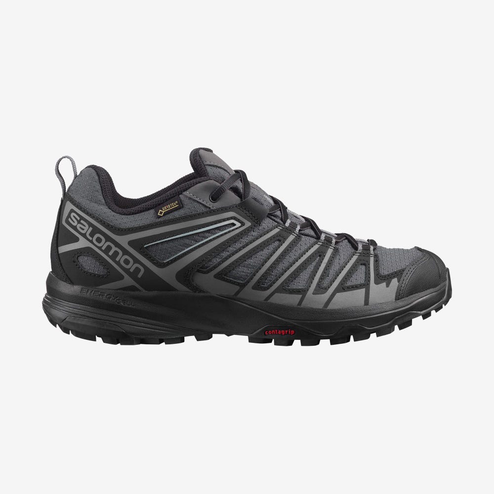 Men\'s Salomon X CREST GORE-TEX Hiking Shoes Grey/Black | TABQ-92640