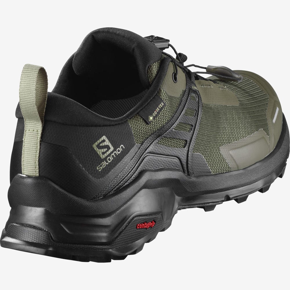 Men's Salomon X RAISE GORE-TEX Hiking Shoes Olive/Black | VZHM-15940