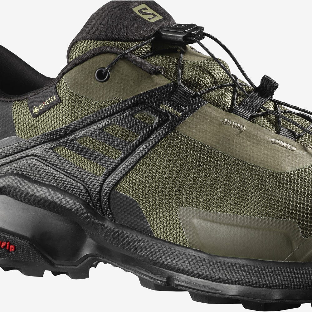 Men's Salomon X RAISE GORE-TEX Hiking Shoes Olive/Black | VZHM-15940