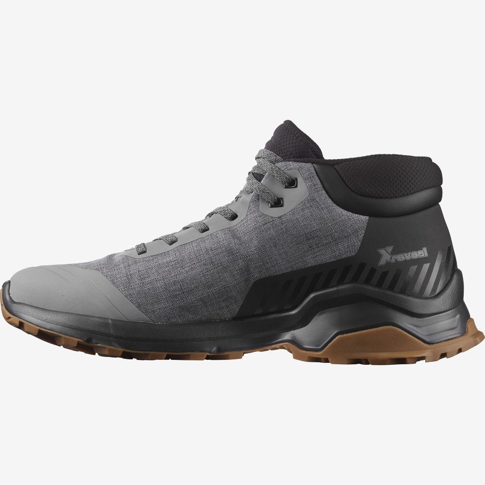 Men's Salomon X REVEAL CHUKKA CLIMASALOMON™ WATERPROOF Winter Boots Grey/Black | YLON-01629