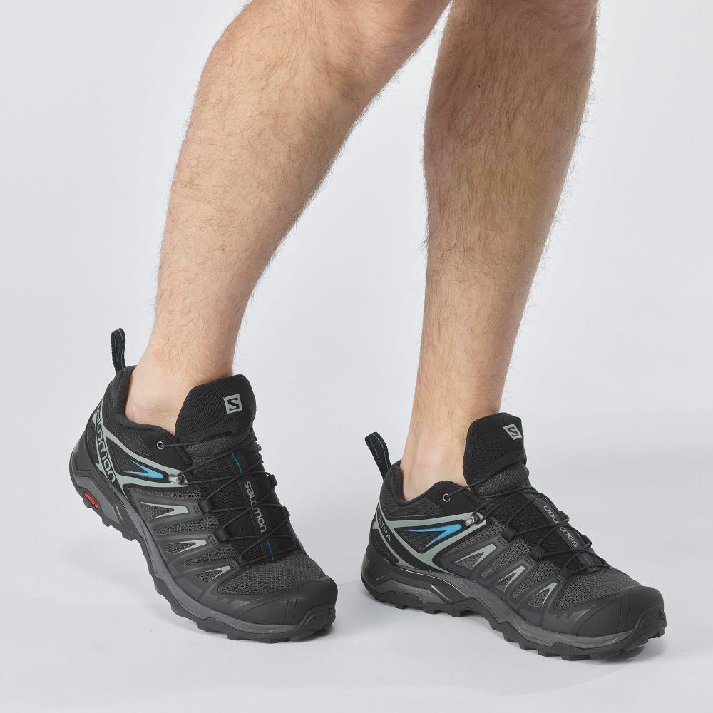 Men's Salomon X ULTRA 3 Hiking Shoes Black/Dark Blue | KXCF-15327