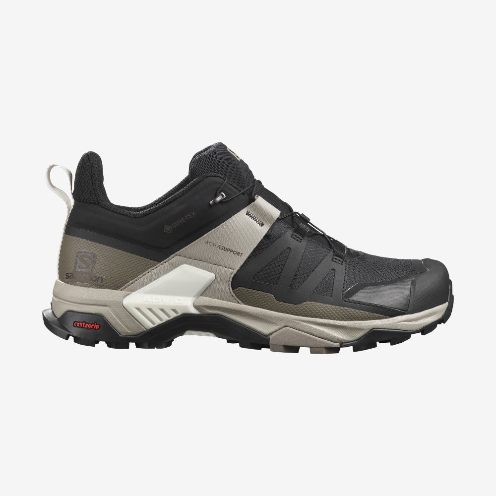 Men\'s Salomon X ULTRA 4 GORE-TEX Hiking Shoes Black/Khaki/Light Yellow | DCHU-59346