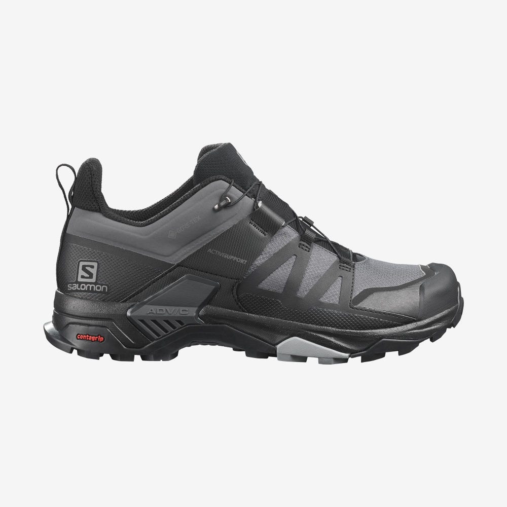 Men\'s Salomon X ULTRA 4 GORE-TEX Hiking Shoes Grey/Black | JQAU-76825