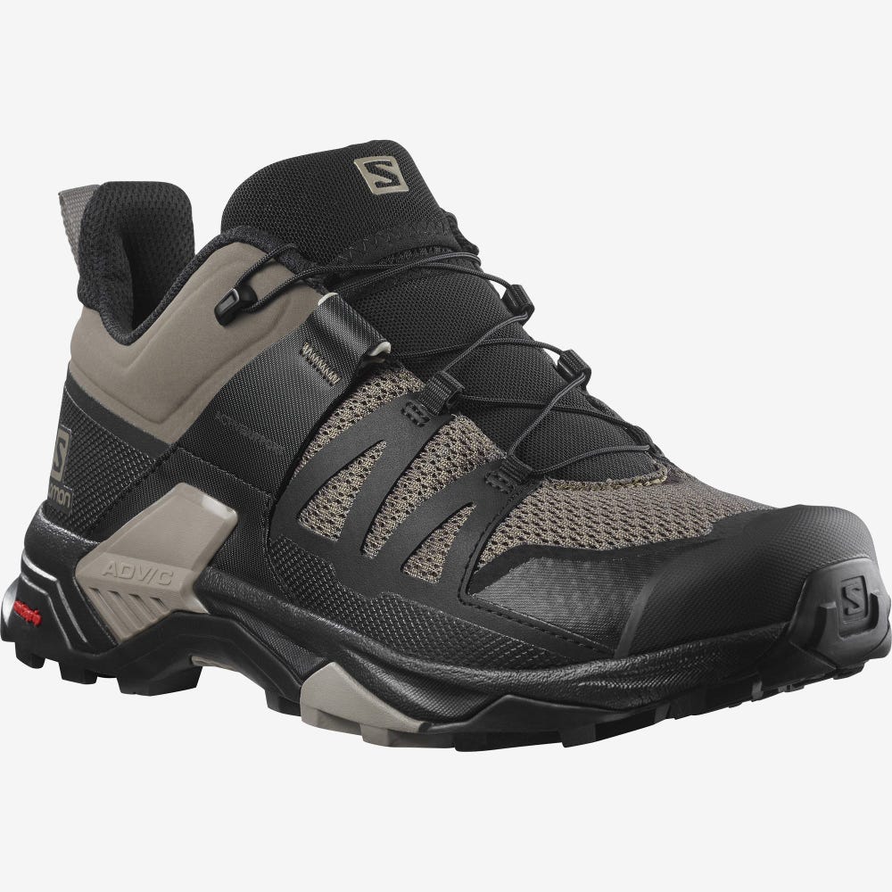 Men's Salomon X ULTRA 4 Hiking Shoes Black/Khaki | RYFT-52081