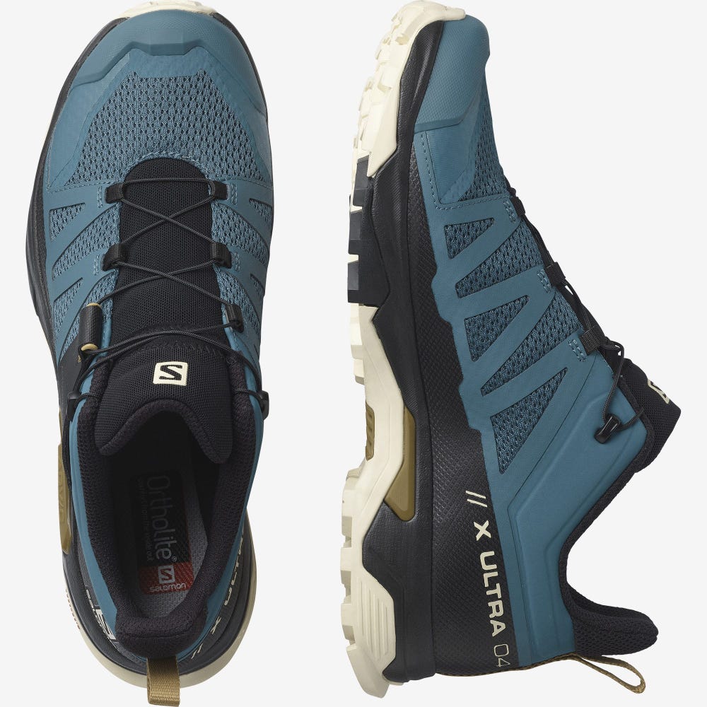 Men's Salomon X ULTRA 4 Hiking Shoes Blue/Brown | FVSR-83617