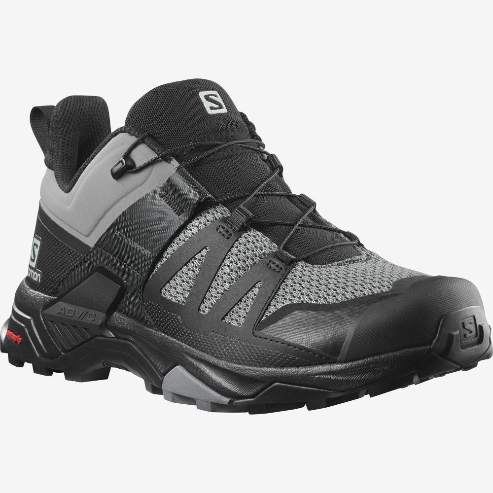 Men's Salomon X ULTRA 4 Hiking Shoes Grey/Black | MTQN-51028