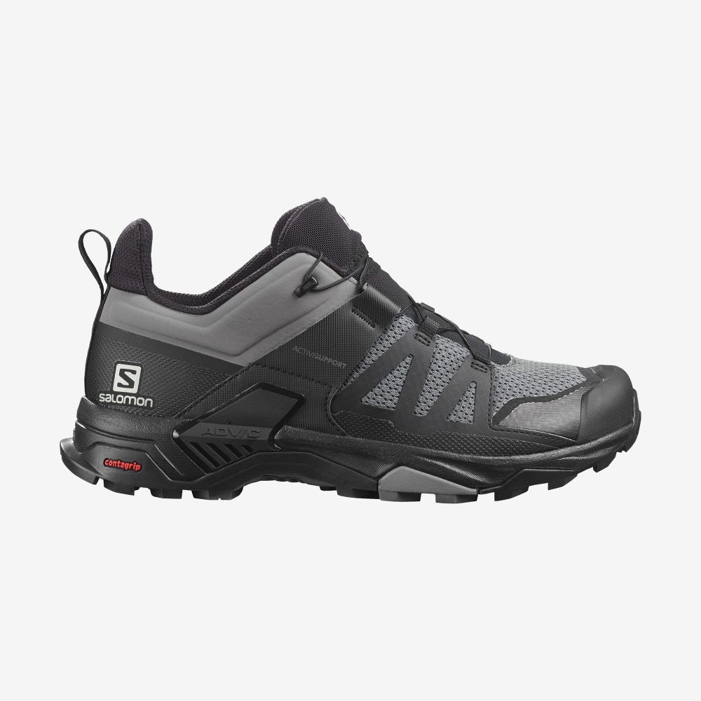 Men\'s Salomon X ULTRA 4 Hiking Shoes Grey/Black | MTQN-51028