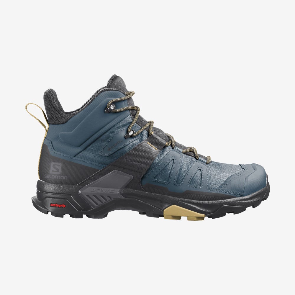 Men\'s Salomon X ULTRA 4 MID GORE-TEX Hiking Boots Blue/Black | GXFN-53042