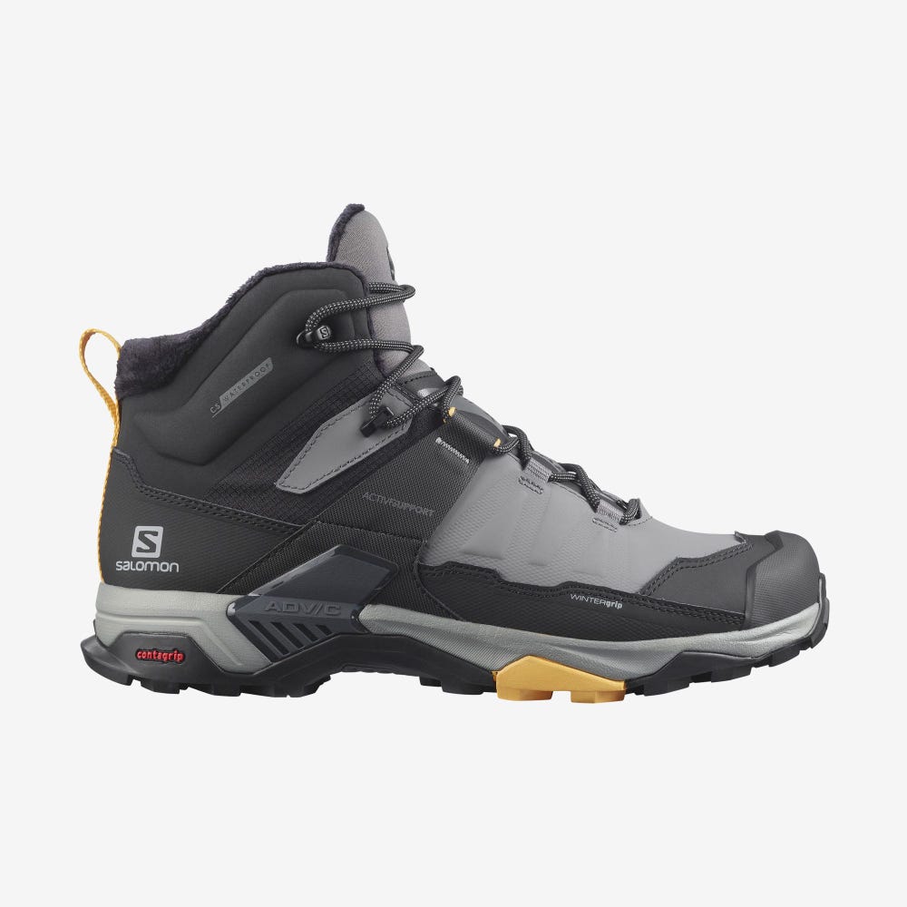 Men\'s Salomon X ULTRA 4 MID WINTER THINSULATE™ CLIMASALOMON™ WATERPROOF Winter Boots Grey/Black/Apricot | VJND-28671
