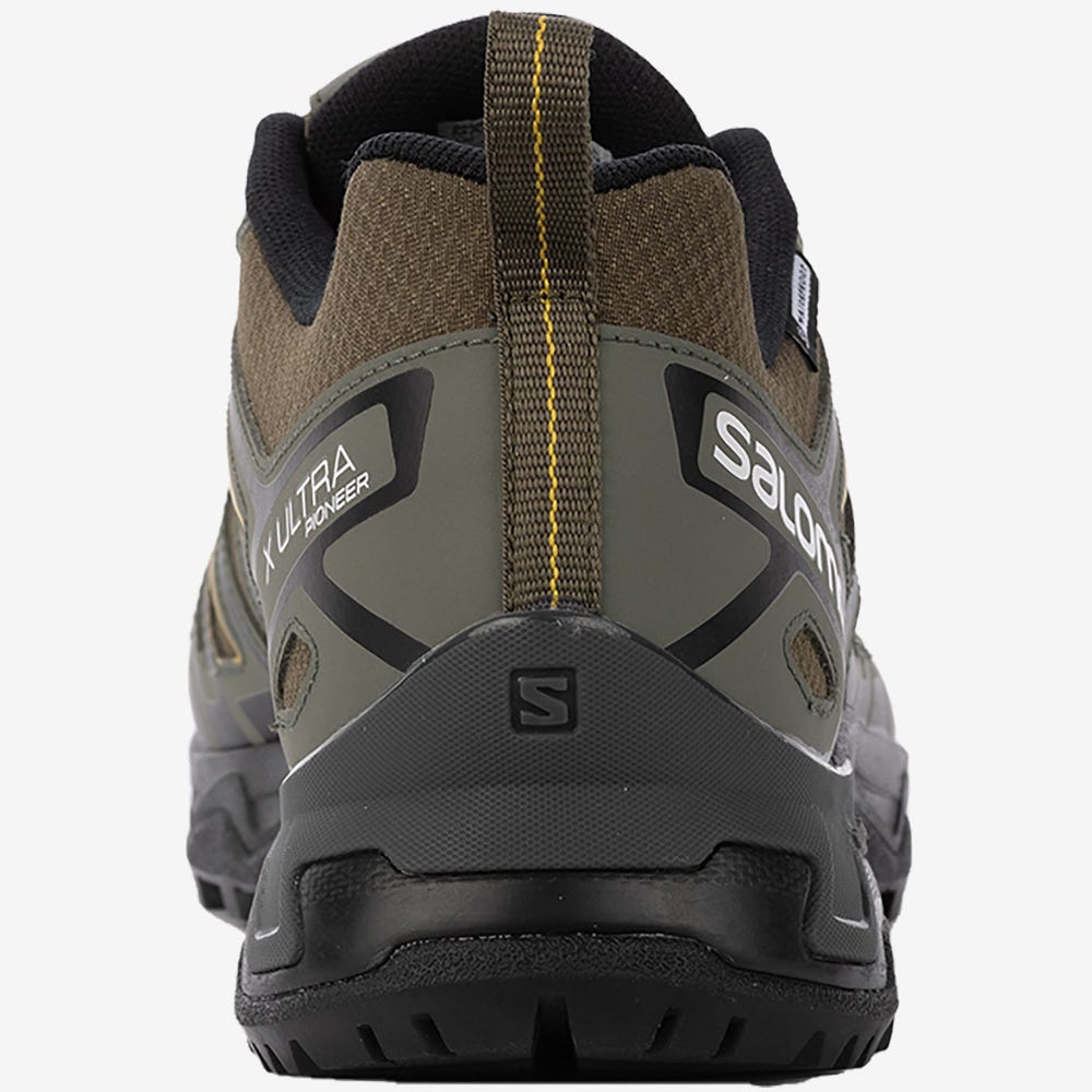 Men's Salomon X ULTRA PIONEER CLIMASALOMON™ WATERPROOF Hiking Shoes Olive/Grey | RZMD-59216