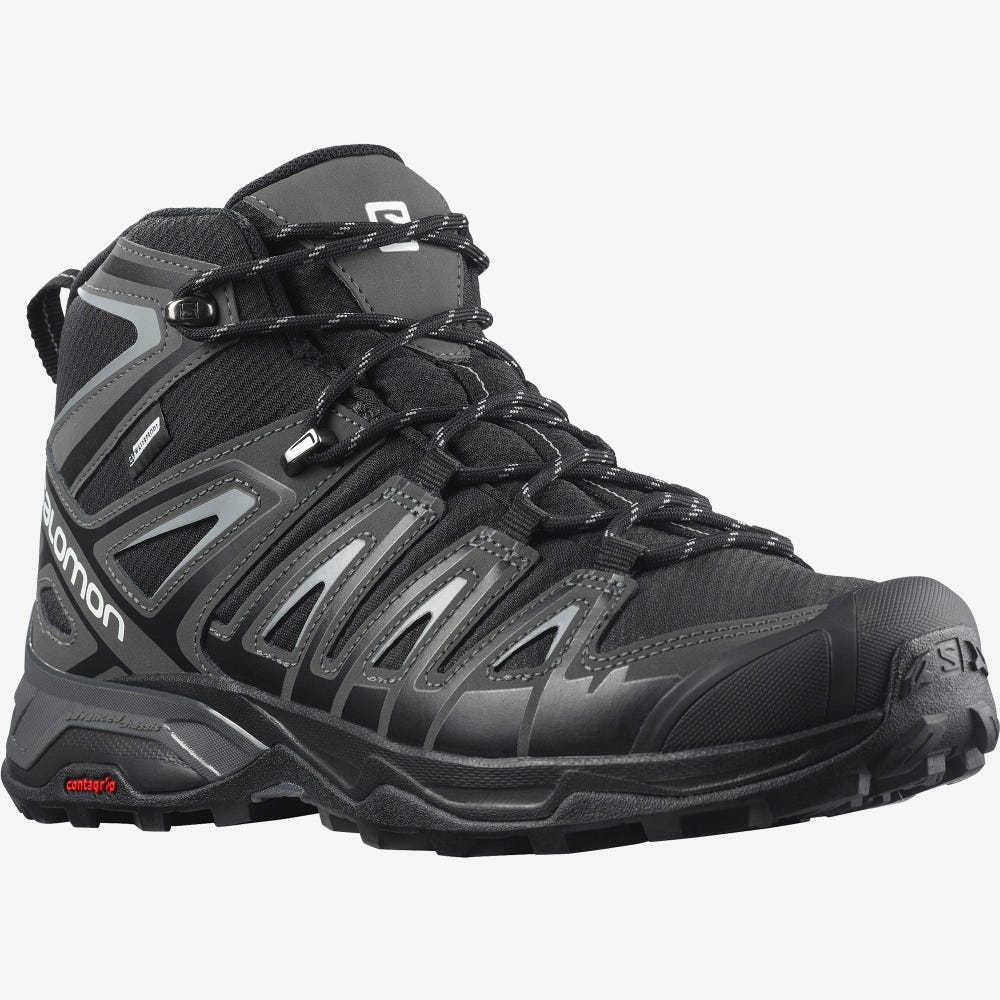 Men's Salomon X ULTRA PIONEER MID CLIMASALOMON™ WATERPROOF Hiking Boots Black | NGWR-74083