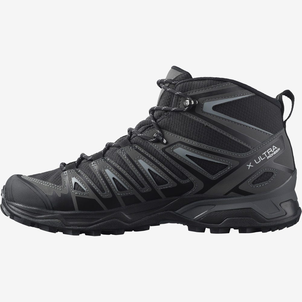 Men's Salomon X ULTRA PIONEER MID CLIMASALOMON™ WATERPROOF Hiking Boots Black | NGWR-74083