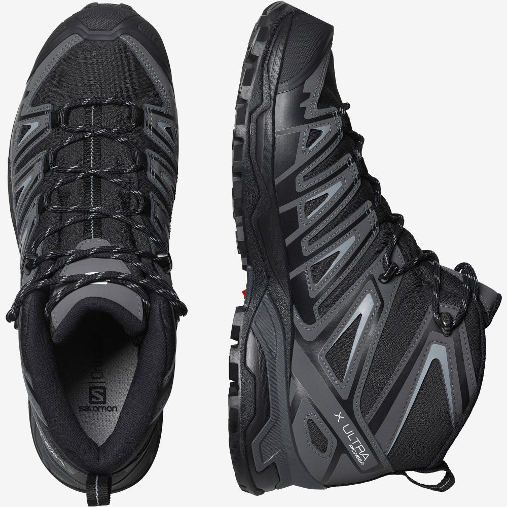 Men's Salomon X ULTRA PIONEER MID CLIMASALOMON™ WATERPROOF Hiking Boots Black | NGWR-74083