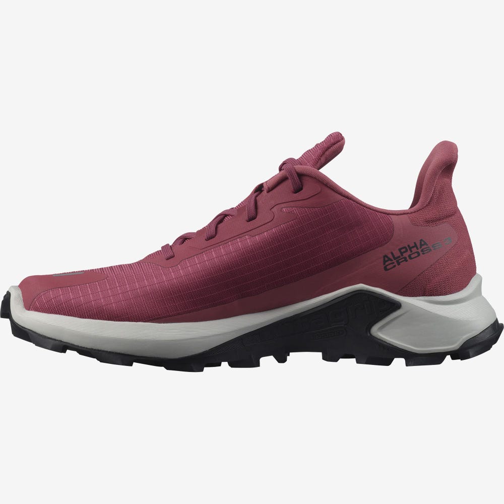 Women's Salomon ALPHACROSS 3 Trail Running Shoes Red/Purple | BJKE-71869