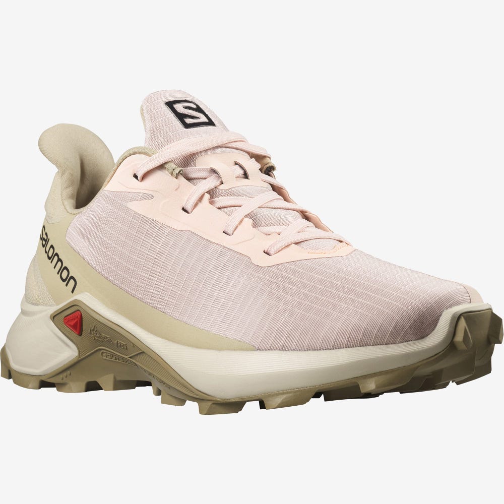 Women's Salomon ALPHACROSS 3 Trail Running Shoes Pink/Khaki | IBVQ-05468