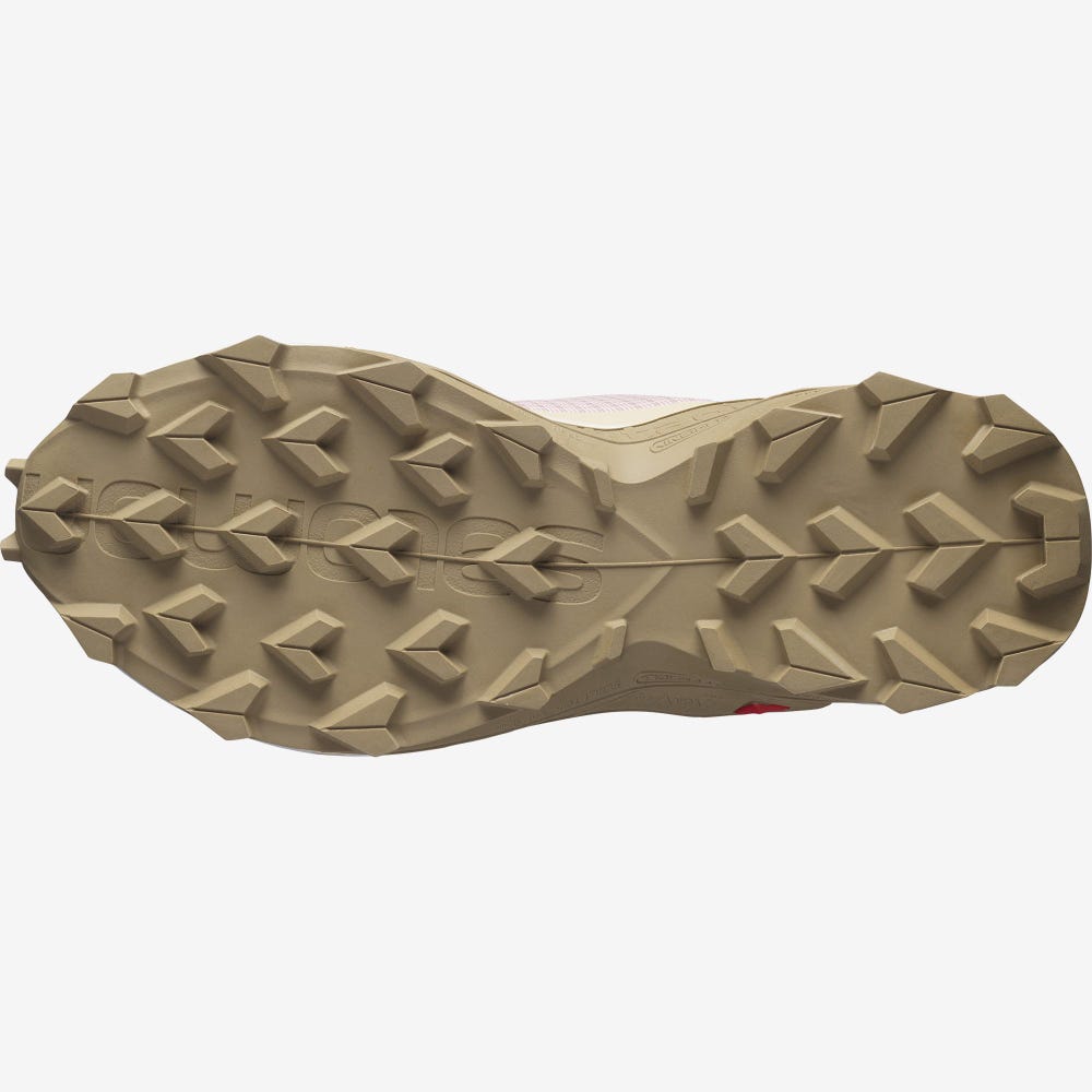 Women's Salomon ALPHACROSS 3 Trail Running Shoes Pink/Khaki | IBVQ-05468