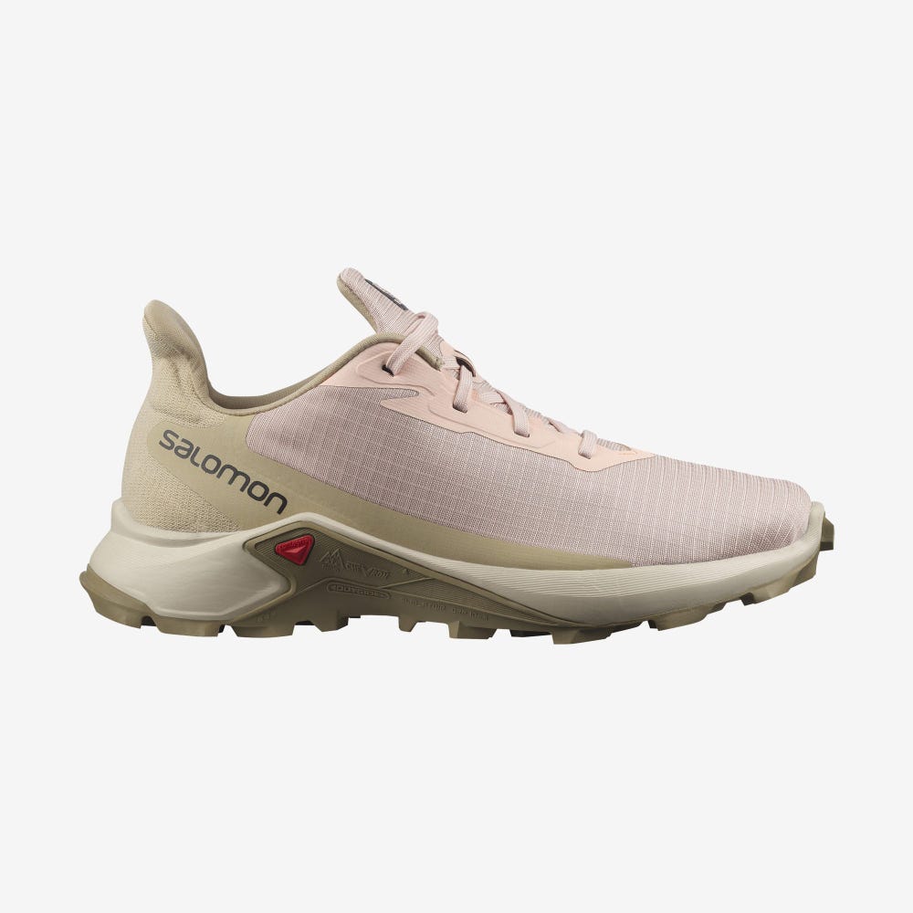 Women\'s Salomon ALPHACROSS 3 Trail Running Shoes Pink/Khaki | IBVQ-05468