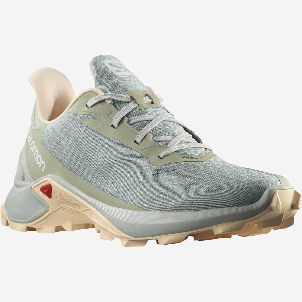 Women's Salomon ALPHACROSS 3 Trail Running Shoes Green/Orange | XNPU-04918