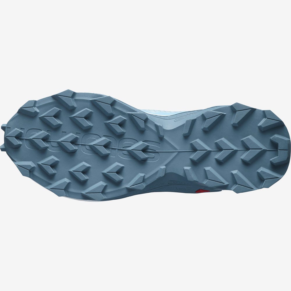 Women's Salomon ALPHACROSS 3 Trail Running Shoes Blue/White/Blue | YSMO-73194