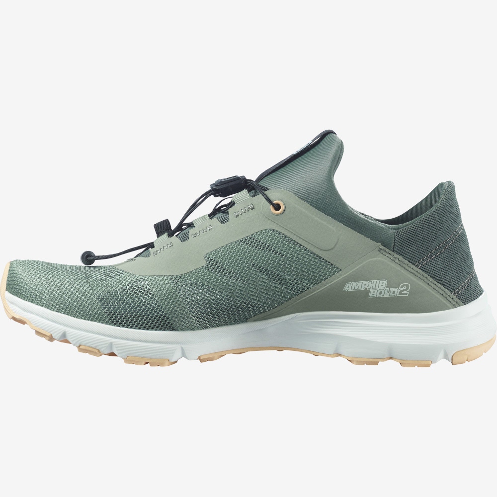 Women's Salomon AMPHIB BOLD 2 Sandals Green/Cream | BTHI-31207