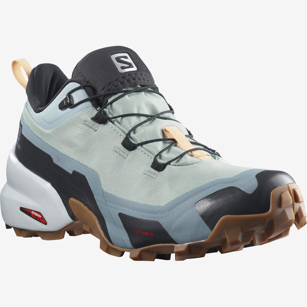 Women's Salomon CROSS HIKE GORE-TEX Hiking Shoes Green/Cream | AWDH-02965