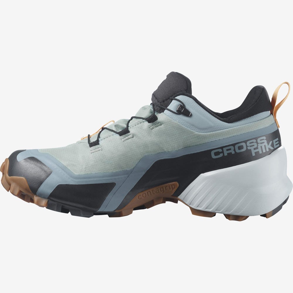 Women's Salomon CROSS HIKE GORE-TEX Hiking Shoes Green/Cream | AWDH-02965