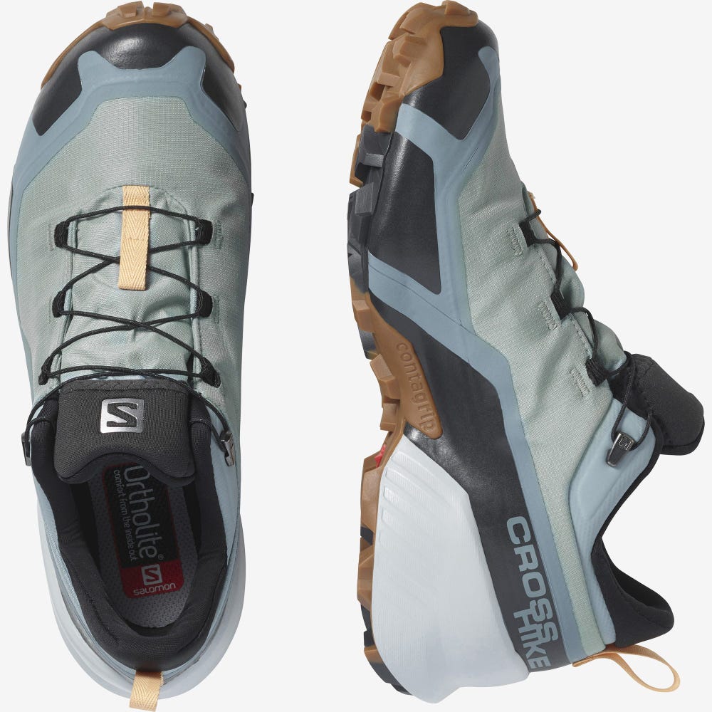 Women's Salomon CROSS HIKE GORE-TEX Hiking Shoes Green/Cream | AWDH-02965