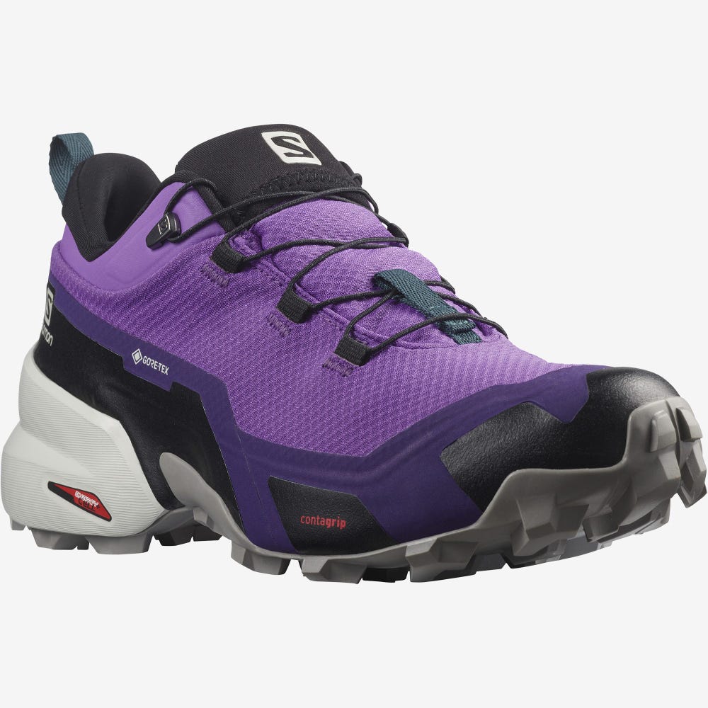 Women's Salomon CROSS HIKE GORE-TEX Hiking Shoes Royal Purple/Grey/Deep Turquoise | TYFI-41628