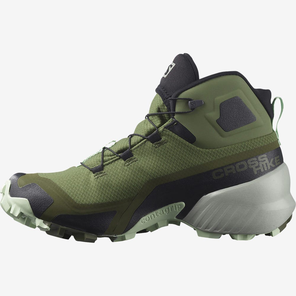 Women's Salomon CROSS HIKE MID GORE-TEX Hiking Boots Olive | LIER-81320