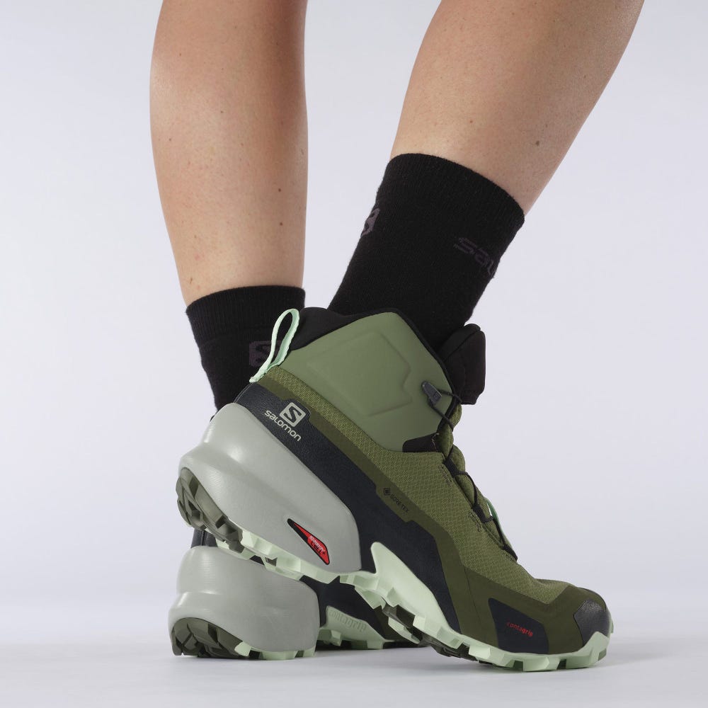 Women's Salomon CROSS HIKE MID GORE-TEX Hiking Boots Olive | LIER-81320