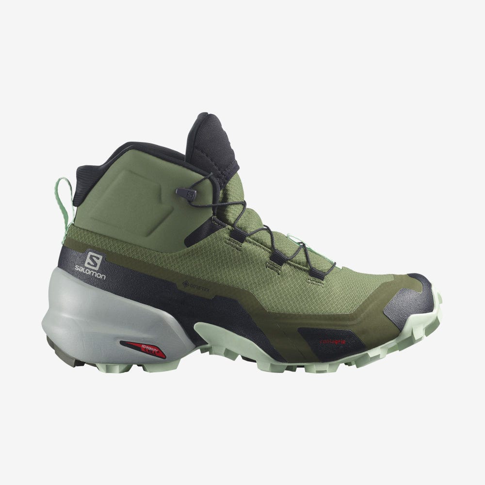 Women\'s Salomon CROSS HIKE MID GORE-TEX Hiking Boots Olive | LIER-81320