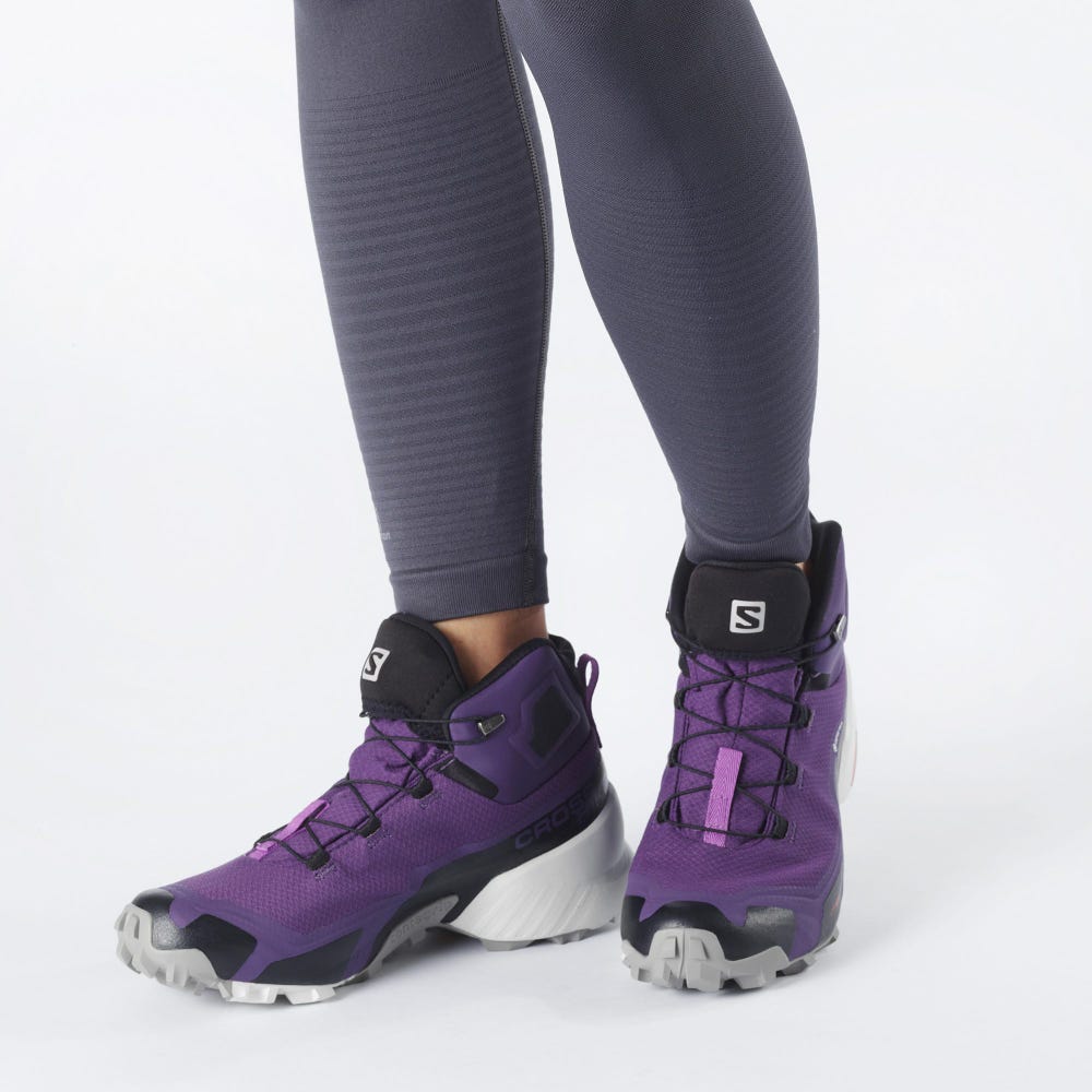 Women's Salomon CROSS HIKE MID GORE-TEX Hiking Boots Purple/Grey/Royal Purple | RAMJ-07294