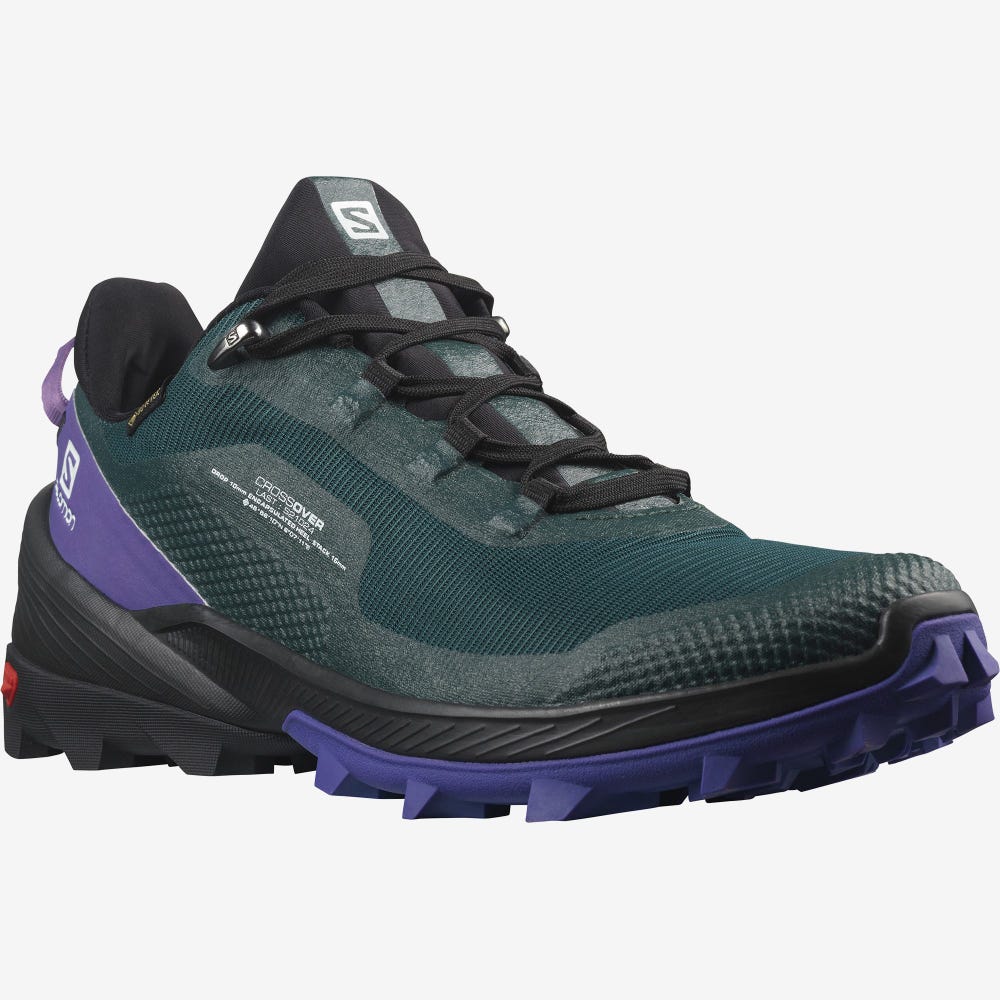 Women's Salomon CROSS OVER GORE-TEX Hiking Shoes Deep Green/Black/Royal Purple | JSTO-52073