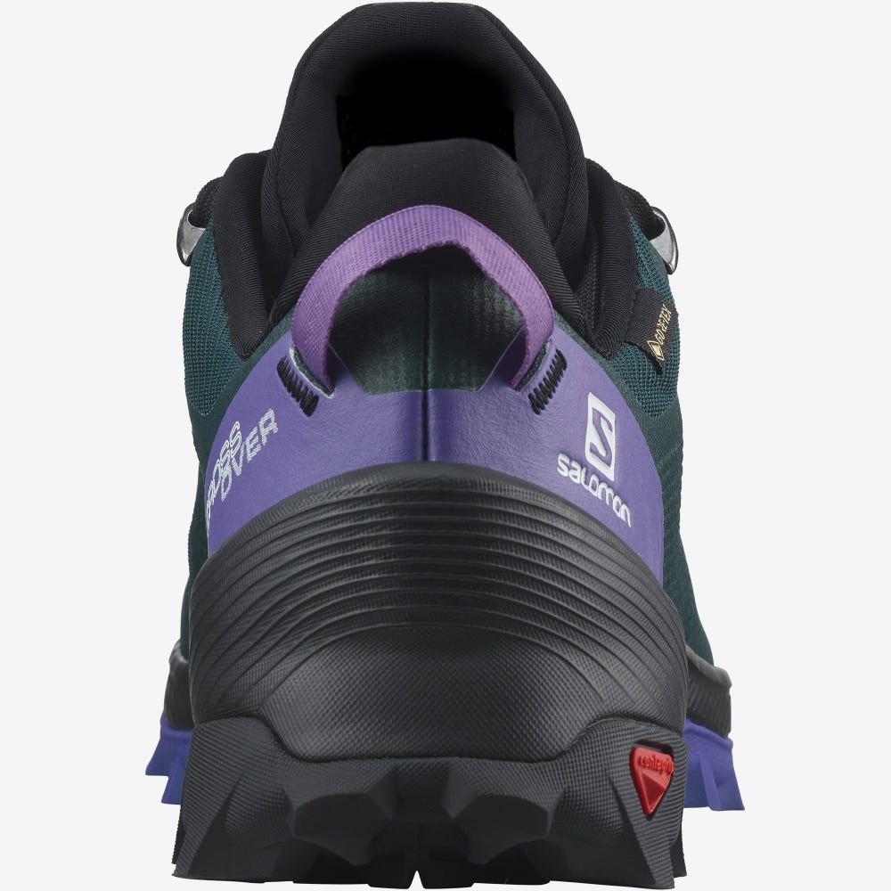 Women's Salomon CROSS OVER GORE-TEX Hiking Shoes Deep Green/Black/Royal Purple | JSTO-52073