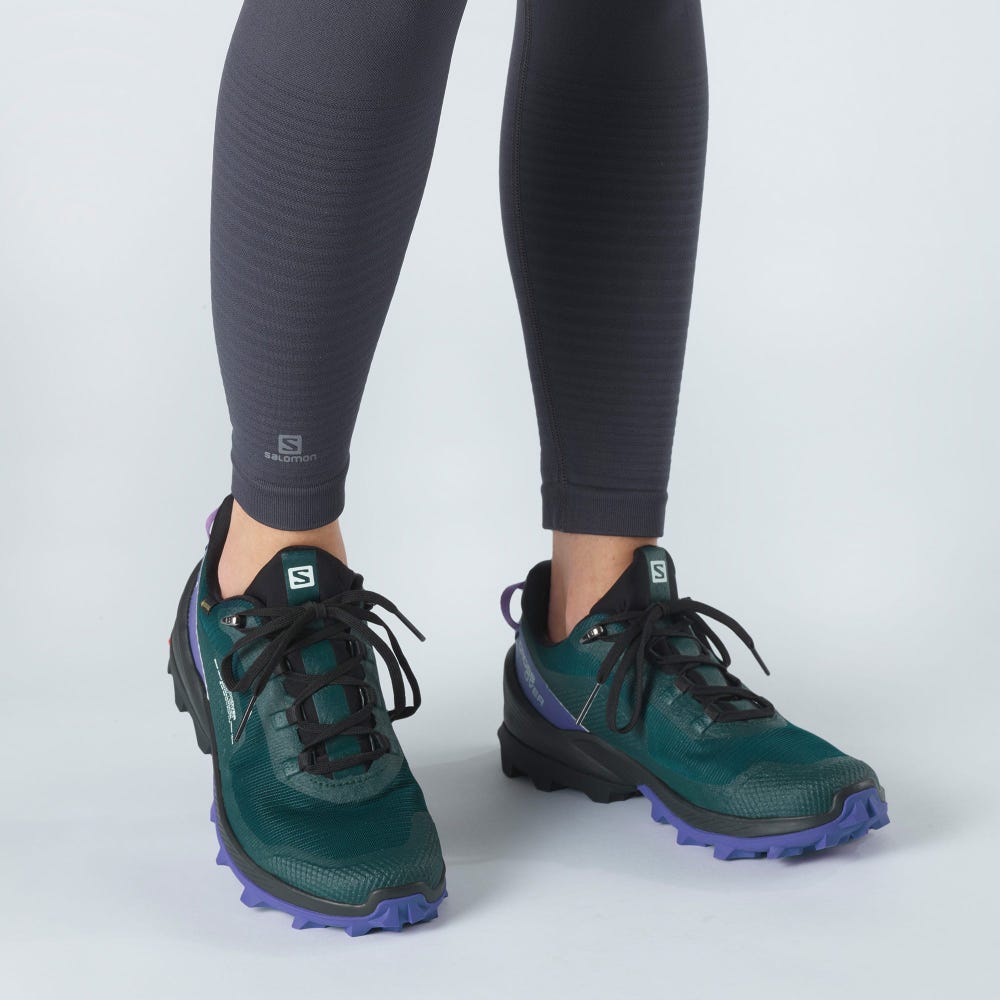 Women's Salomon CROSS OVER GORE-TEX Hiking Shoes Deep Green/Black/Royal Purple | JSTO-52073