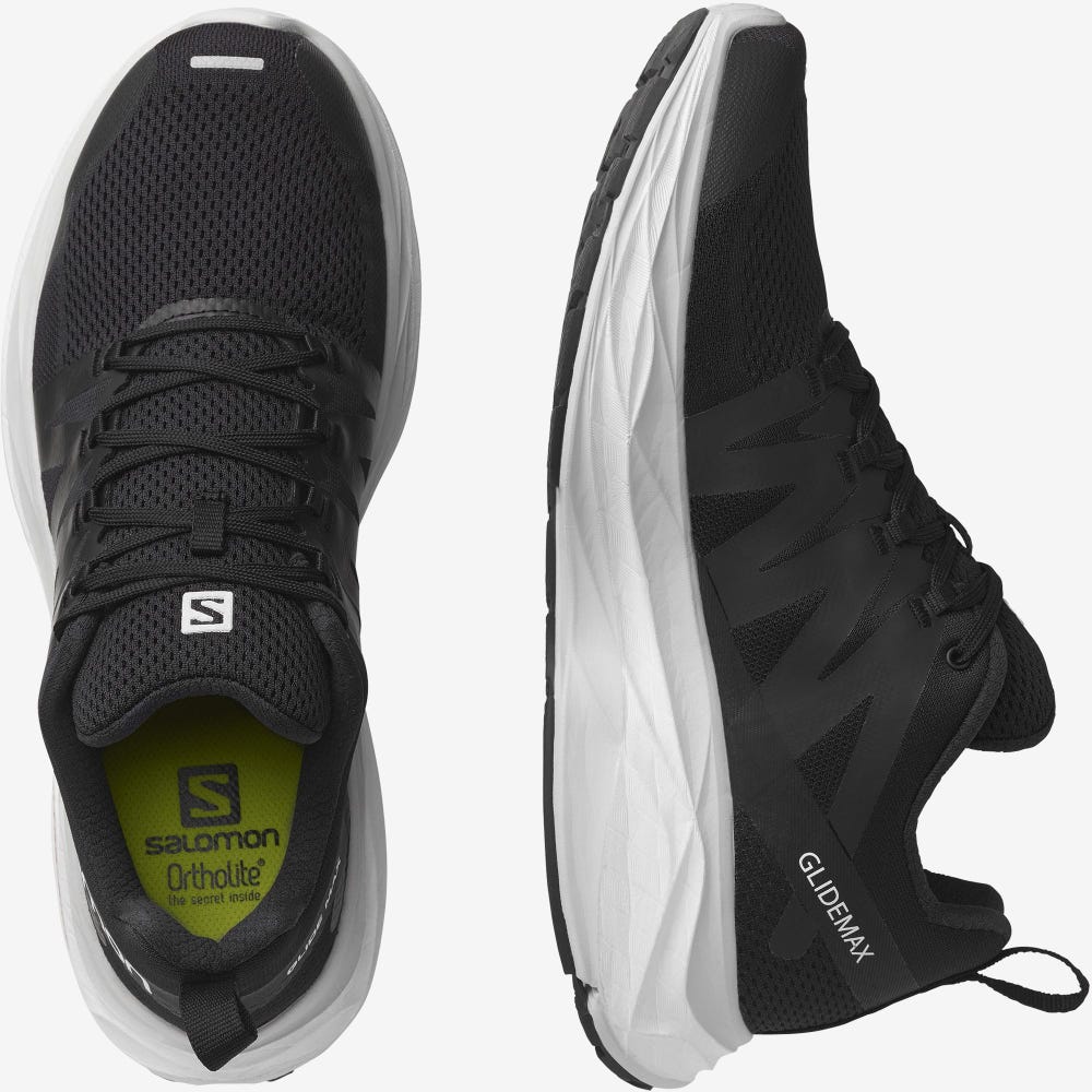 Women's Salomon GLIDE MAX Running Shoes Black/White | FMOC-25364