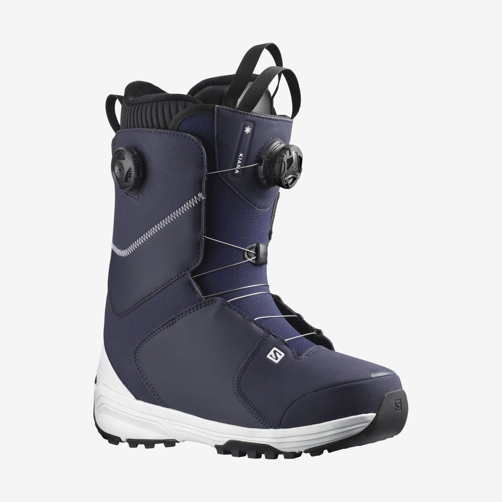 Women\'s Salomon KIANA DUAL BOA Snowboard Boots Blue/White | EDFV-64307