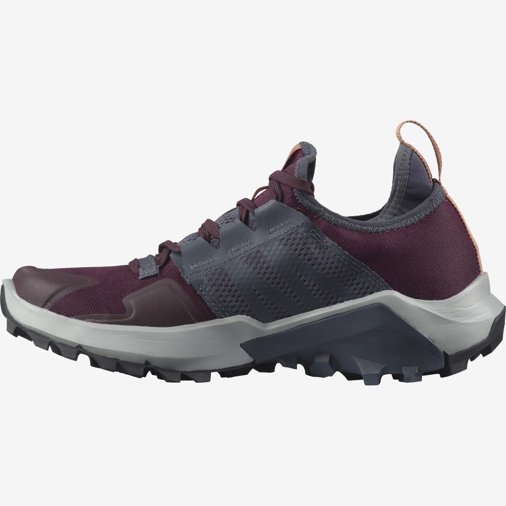 Women's Salomon MADCROSS GORE-TEX Trail Running Shoes Burgundy/Beige | SVGF-56027