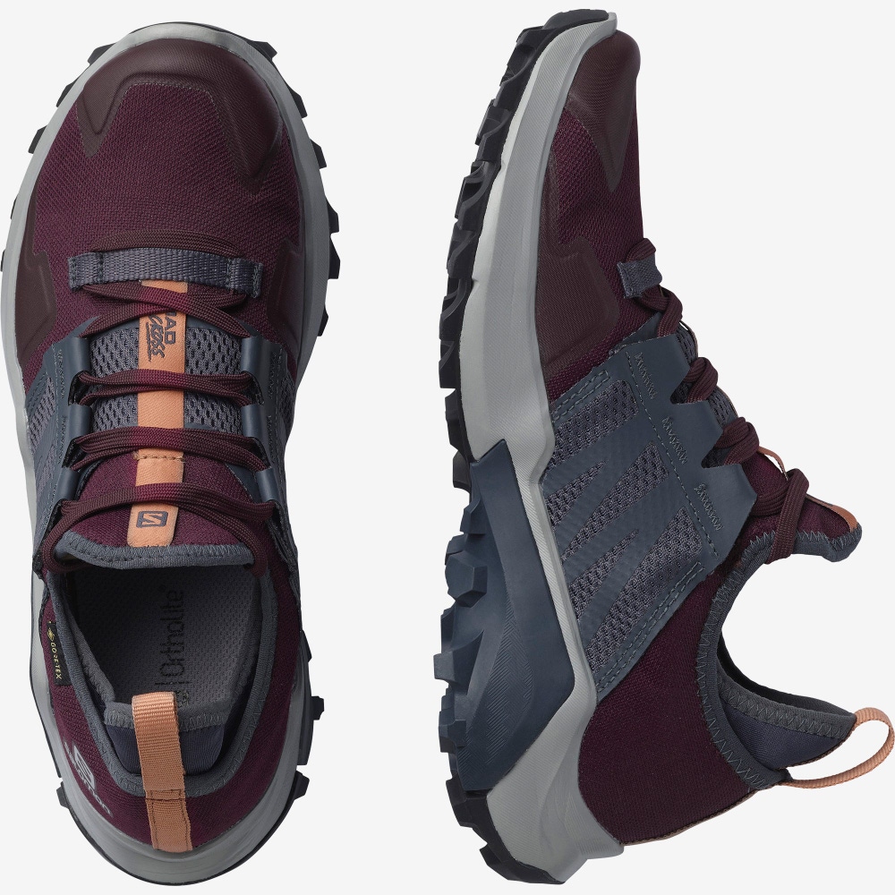 Women's Salomon MADCROSS GORE-TEX Trail Running Shoes Burgundy/Beige | SVGF-56027