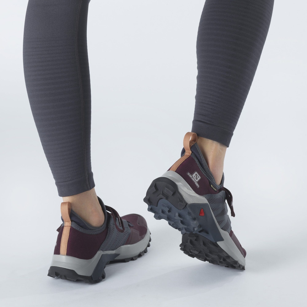 Women's Salomon MADCROSS GORE-TEX Trail Running Shoes Burgundy/Beige | SVGF-56027