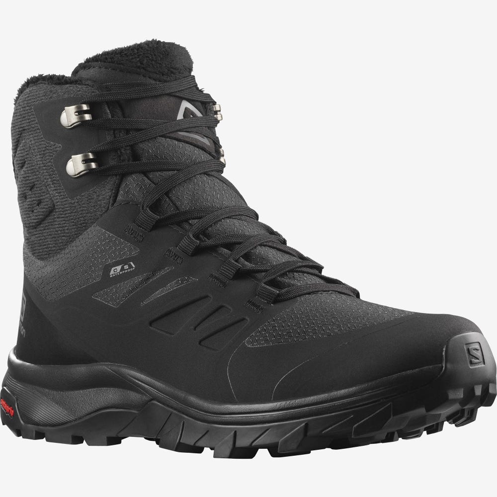 Women's Salomon OUTBLAST THINSULATE™ CLIMASALOMON™ WATERPROOF Hiking Boots Black | HGYM-08324