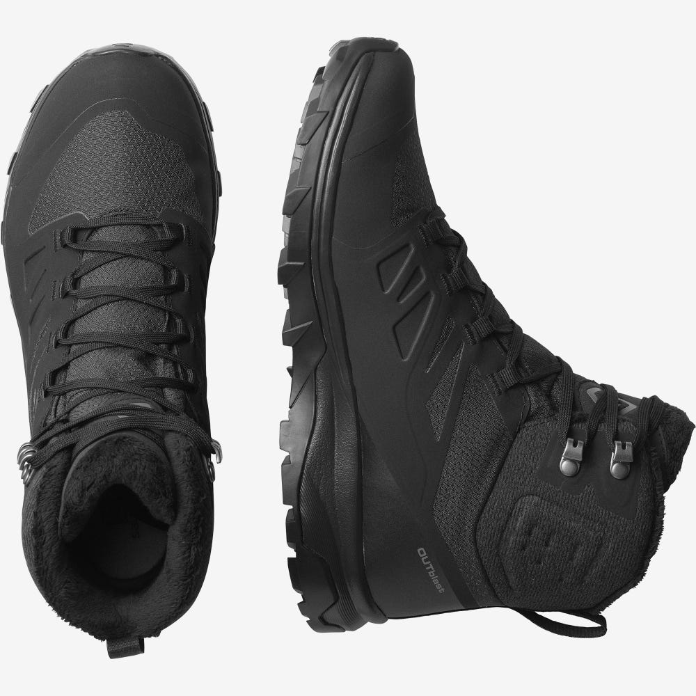 Women's Salomon OUTBLAST THINSULATE™ CLIMASALOMON™ WATERPROOF Hiking Boots Black | HGYM-08324
