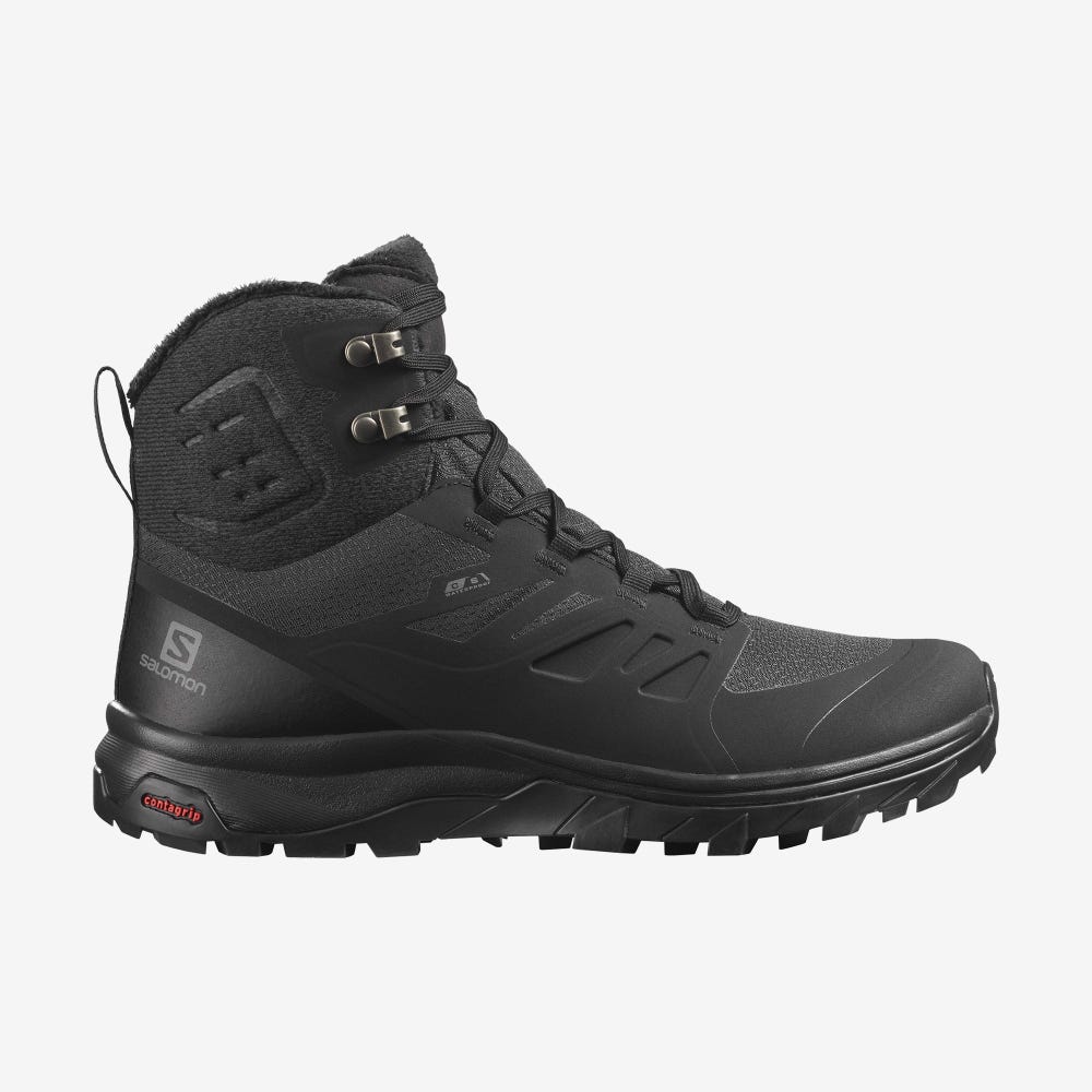 Women\'s Salomon OUTBLAST THINSULATE™ CLIMASALOMON™ WATERPROOF Hiking Boots Black | HGYM-08324