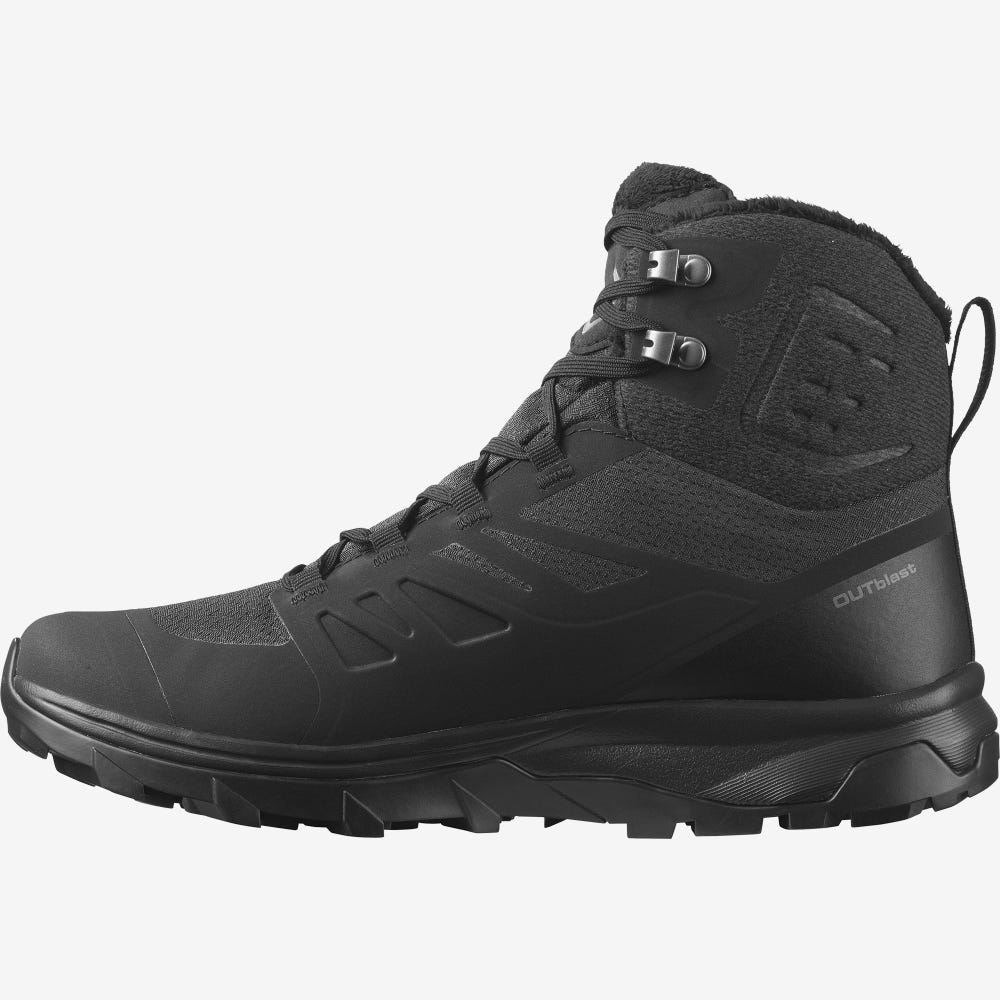 Women's Salomon OUTBLAST THINSULATE™ CLIMASALOMON™ WATERPROOF Winter Boots Black | MQCS-16978